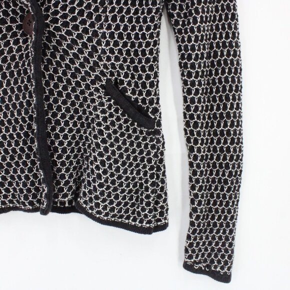Charlie & Robin Cardigan Sweater Womens Black & White Knit One Button Front XS - Picture 5 of 11